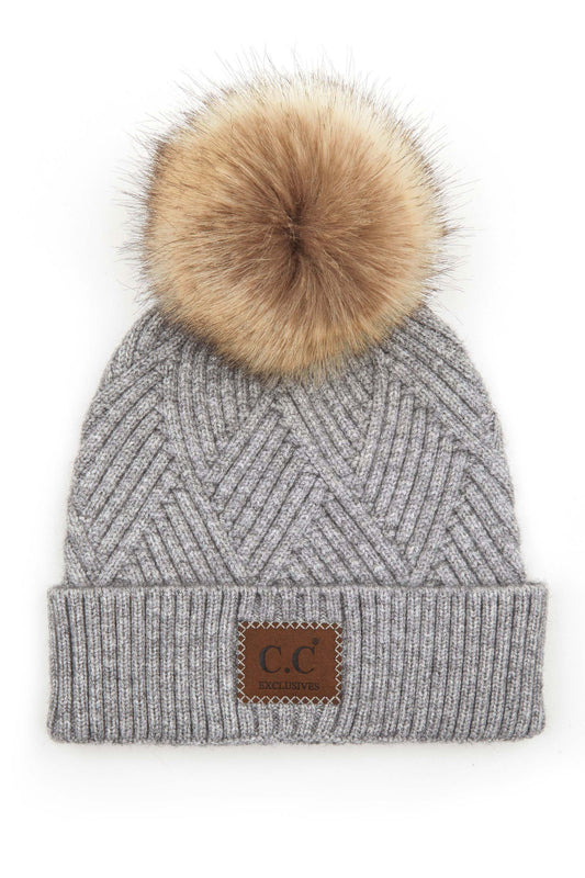 Criss Cross Suede Patch Beanie