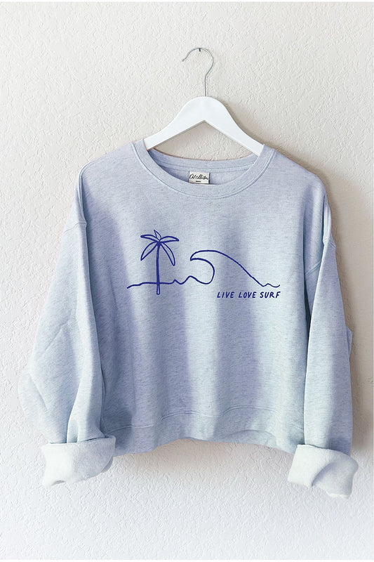 Live Love Surf Mid-length Graphic Sweatshirt